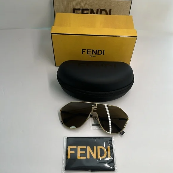 New Authentic Fendi Brown Pilot Unisex Sunglasses FE40080U 30E 65. - Picture 12 of 16